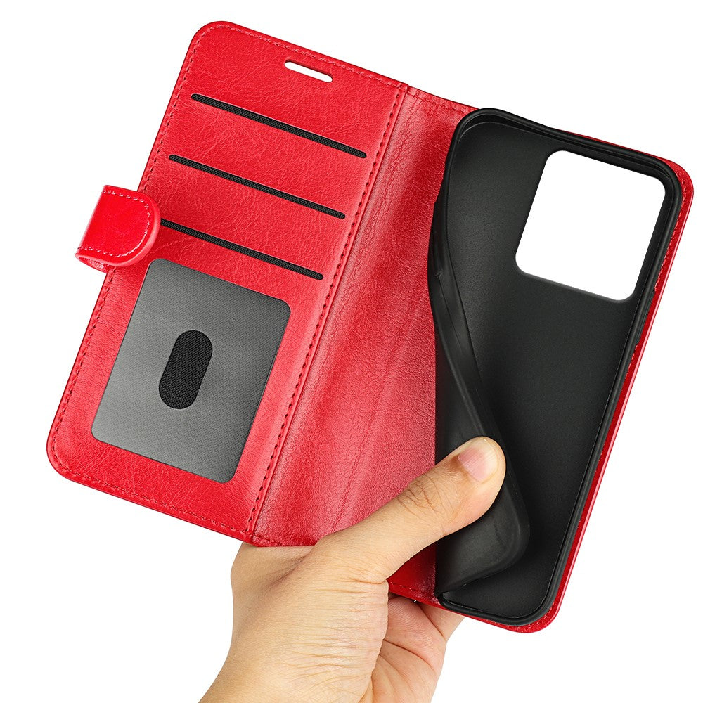For Motorola Edge 70 5G Case Crazy Horse Texture Stand Leather Phone Cover - Red