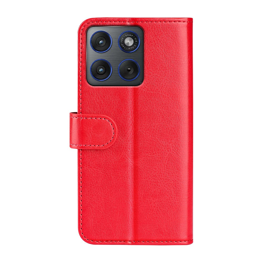 For Motorola Edge 70 5G Case Crazy Horse Texture Stand Leather Phone Cover - Red