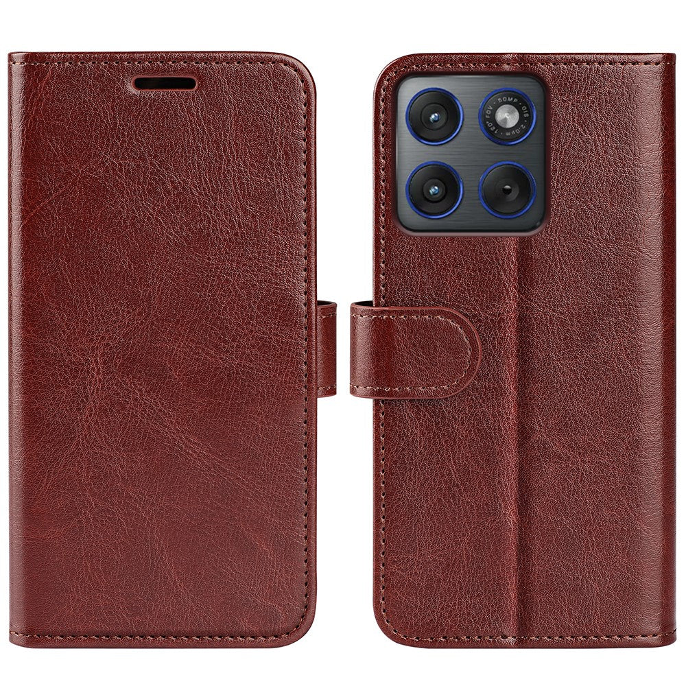 For Motorola Edge 70 5G Case Crazy Horse Texture Stand Leather Phone Cover - Brown