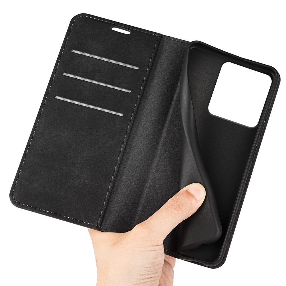 For Motorola Edge 70 5G Case Skin Touch Leather Wallet Phone Cover - Black
