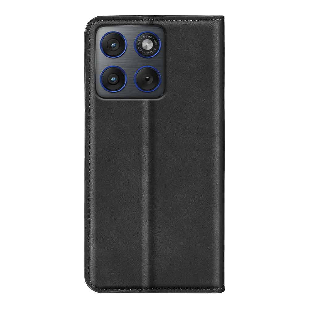 For Motorola Edge 70 5G Case Skin Touch Leather Wallet Phone Cover - Black