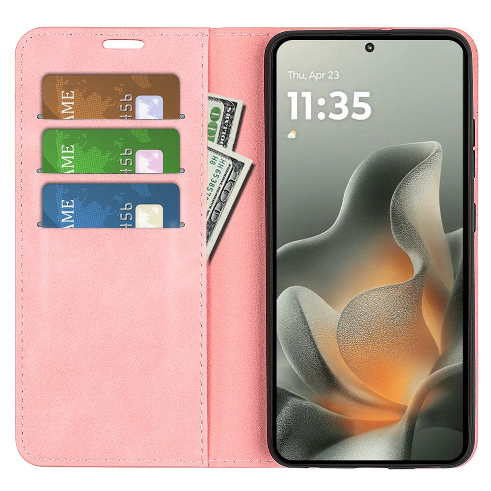 For Motorola Edge 70 5G Case Skin Touch Leather Wallet Phone Cover - Pink