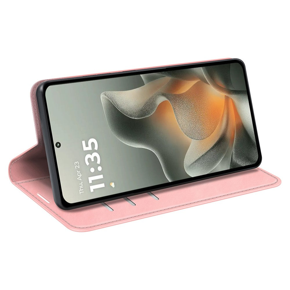 For Motorola Edge 70 5G Case Skin Touch Leather Wallet Phone Cover - Pink