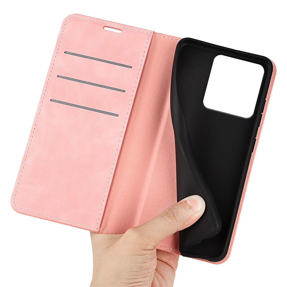 For Motorola Edge 70 5G Case Skin Touch Leather Wallet Phone Cover - Pink