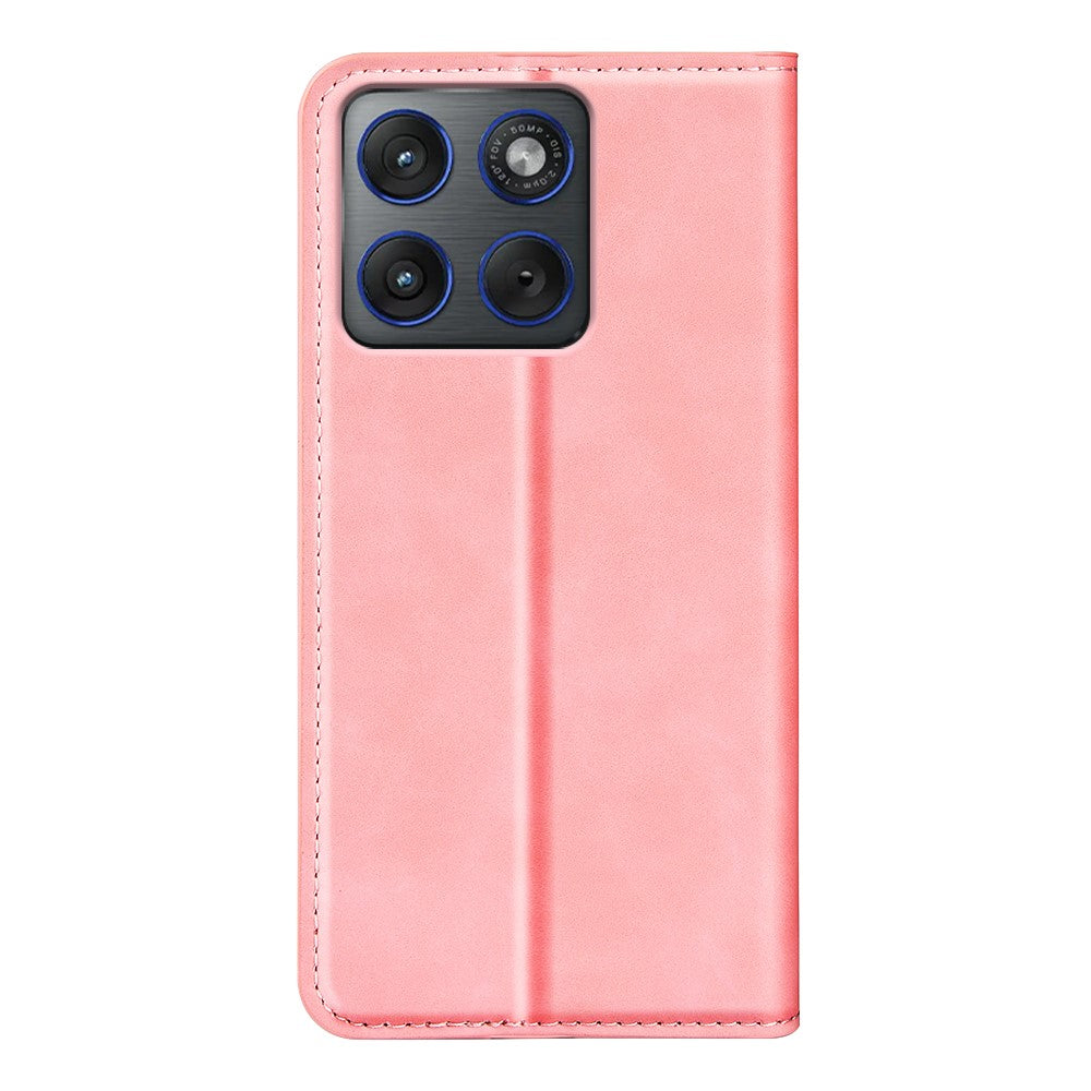 For Motorola Edge 70 5G Case Skin Touch Leather Wallet Phone Cover - Pink