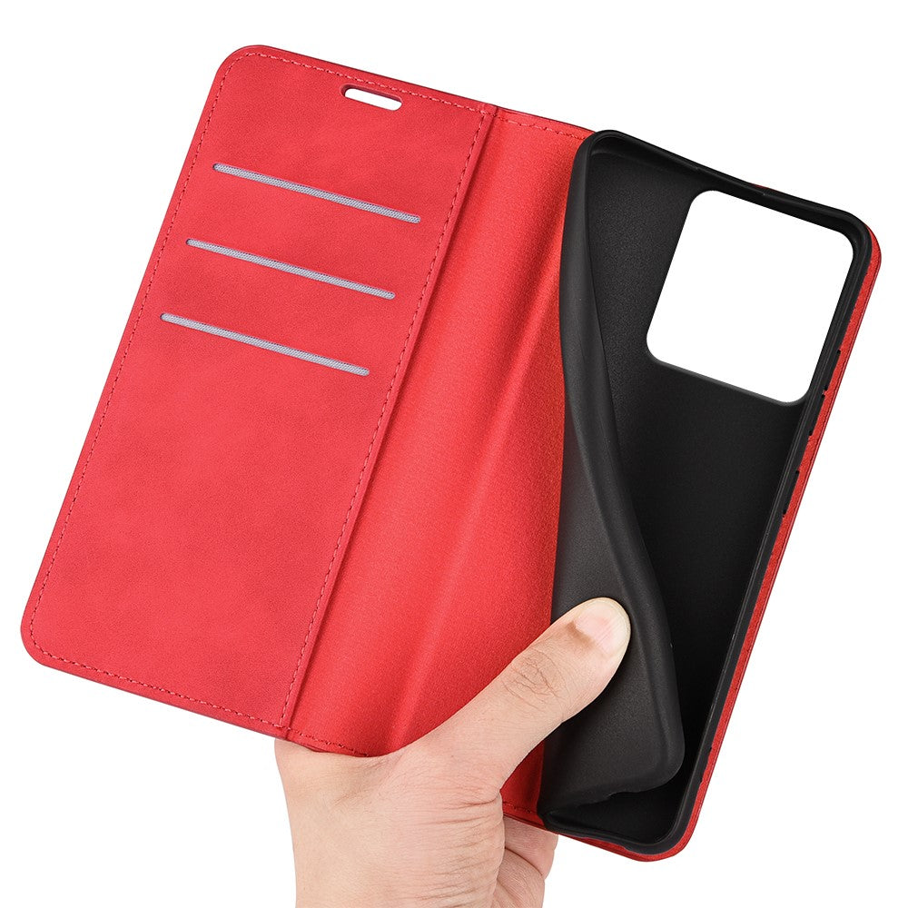 For Motorola Edge 70 5G Case Skin Touch Leather Wallet Phone Cover - Red