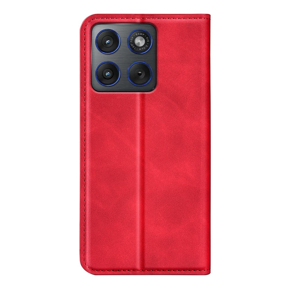 For Motorola Edge 70 5G Case Skin Touch Leather Wallet Phone Cover - Red