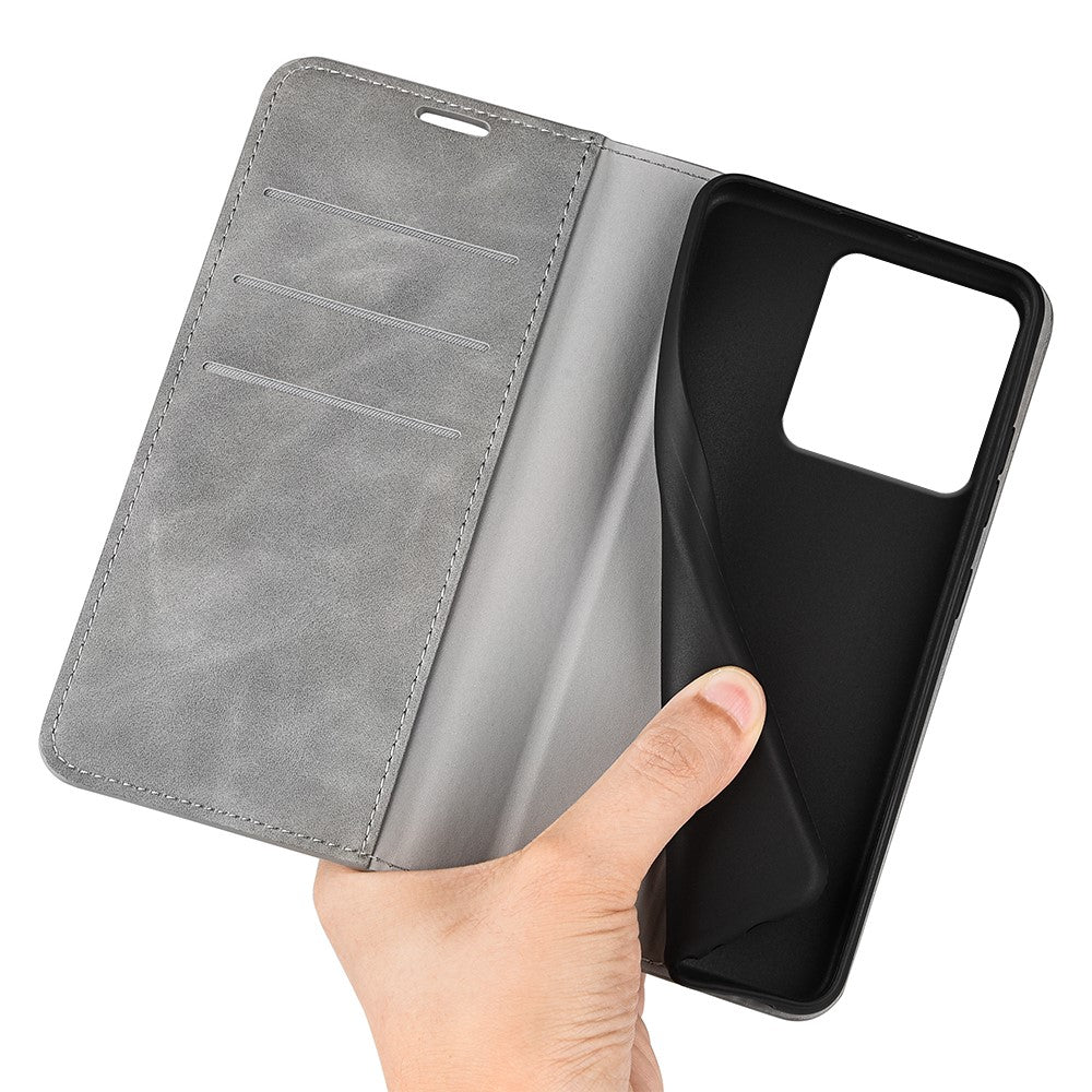 For Motorola Edge 70 5G Case Skin Touch Leather Wallet Phone Cover - Grey