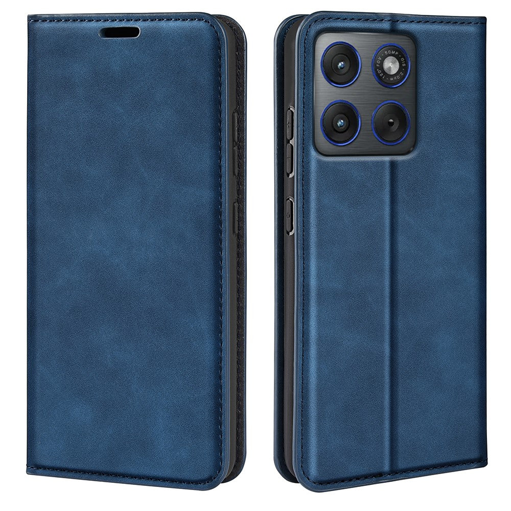 For Motorola Edge 70 5G Case Skin Touch Leather Wallet Phone Cover - Blue