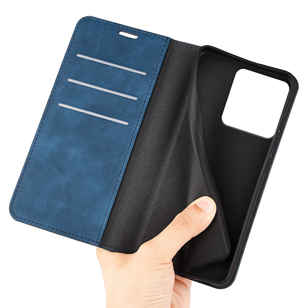 For Motorola Edge 70 5G Case Skin Touch Leather Wallet Phone Cover - Blue