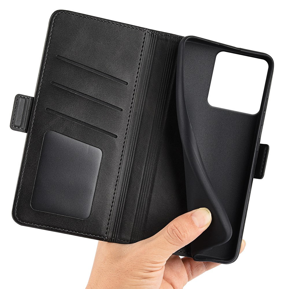 For Motorola Edge 70 5G Case Calf Texture Leather Wallet Phone Cover - Black