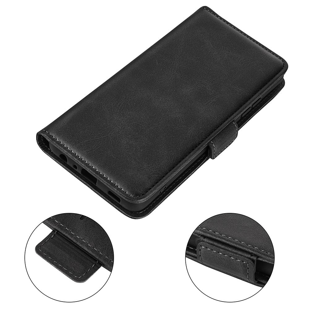 For Motorola Edge 70 5G Case Calf Texture Leather Wallet Phone Cover - Black