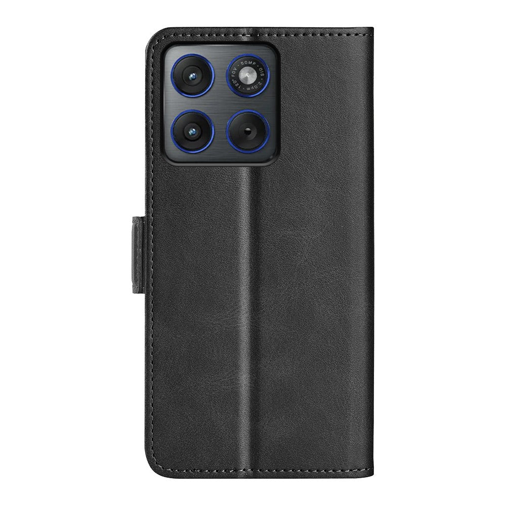 For Motorola Edge 70 5G Case Calf Texture Leather Wallet Phone Cover - Black