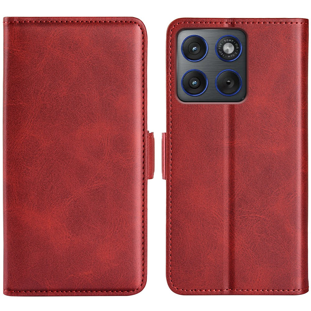 For Motorola Edge 70 5G Case Calf Texture Leather Wallet Phone Cover - Red