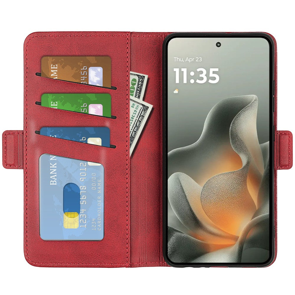 For Motorola Edge 70 5G Case Calf Texture Leather Wallet Phone Cover - Red