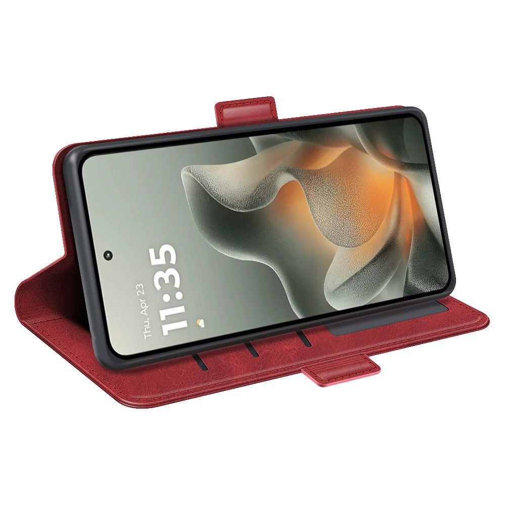 For Motorola Edge 70 5G Case Calf Texture Leather Wallet Phone Cover - Red