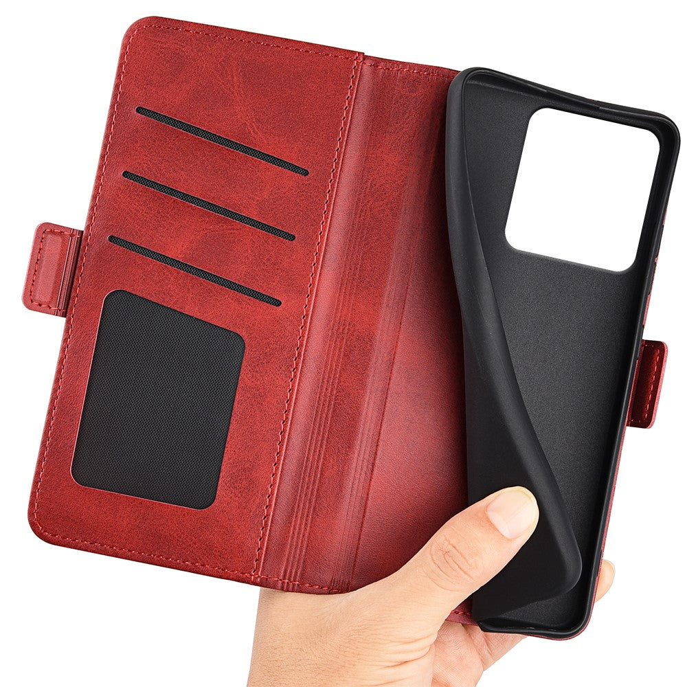 For Motorola Edge 70 5G Case Calf Texture Leather Wallet Phone Cover - Red