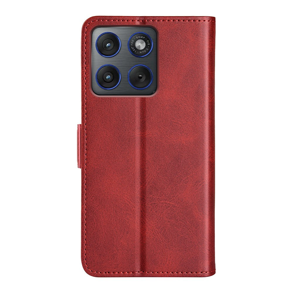 For Motorola Edge 70 5G Case Calf Texture Leather Wallet Phone Cover - Red