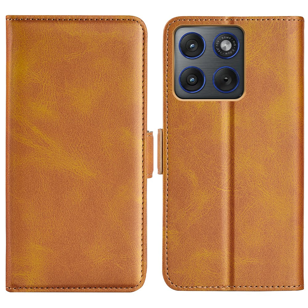 For Motorola Edge 70 5G Case Calf Texture Leather Wallet Phone Cover - Yellow