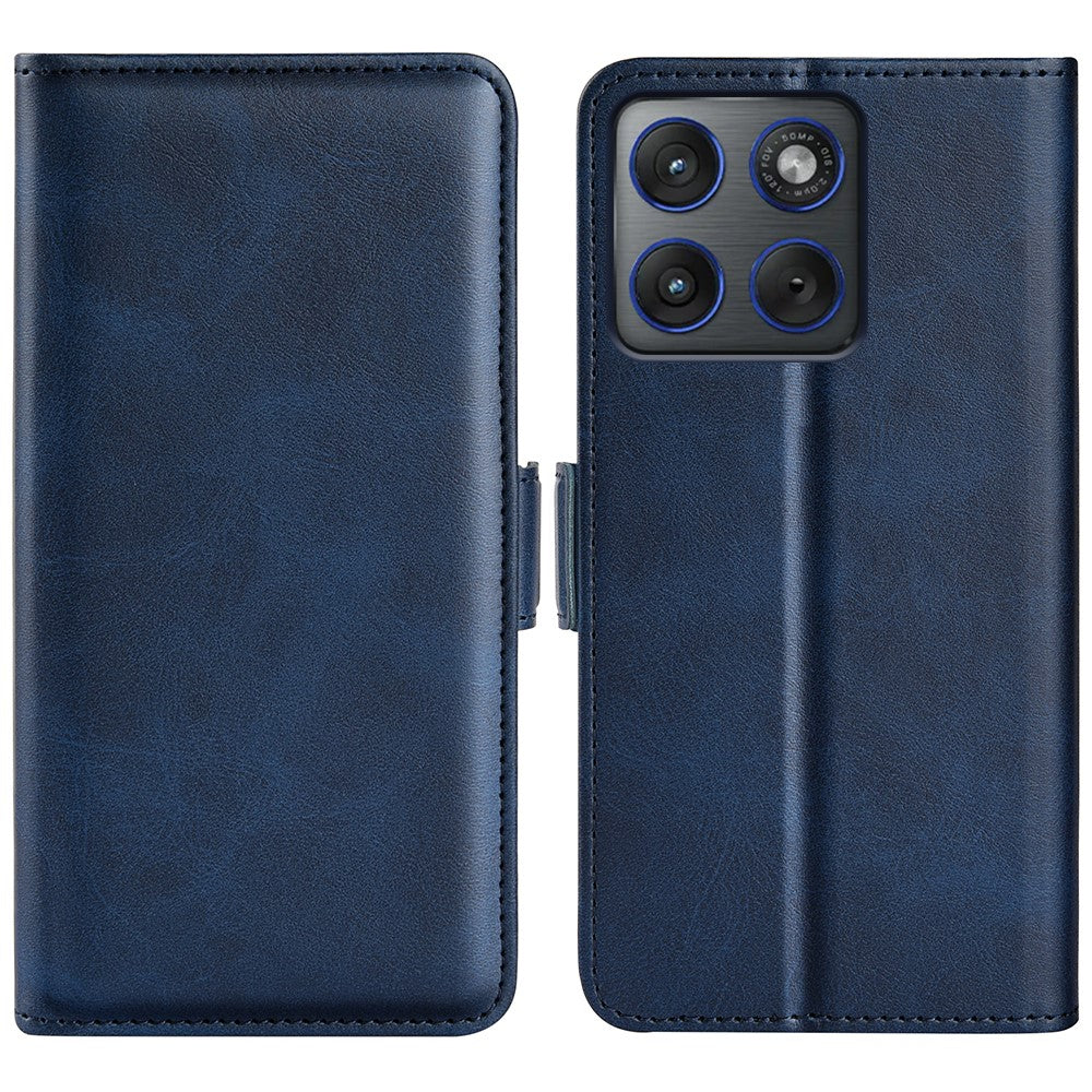 For Motorola Edge 70 5G Case Calf Texture Leather Wallet Phone Cover - Blue