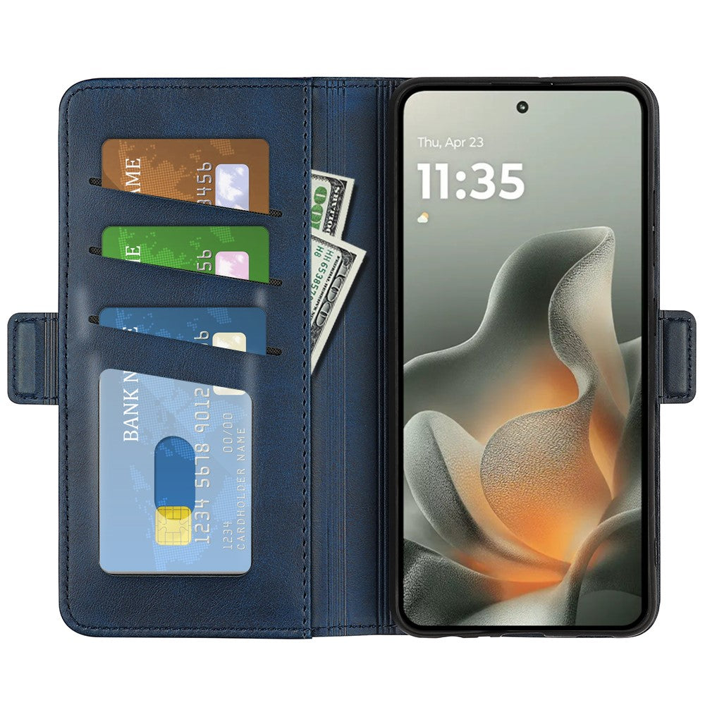 For Motorola Edge 70 5G Case Calf Texture Leather Wallet Phone Cover - Blue