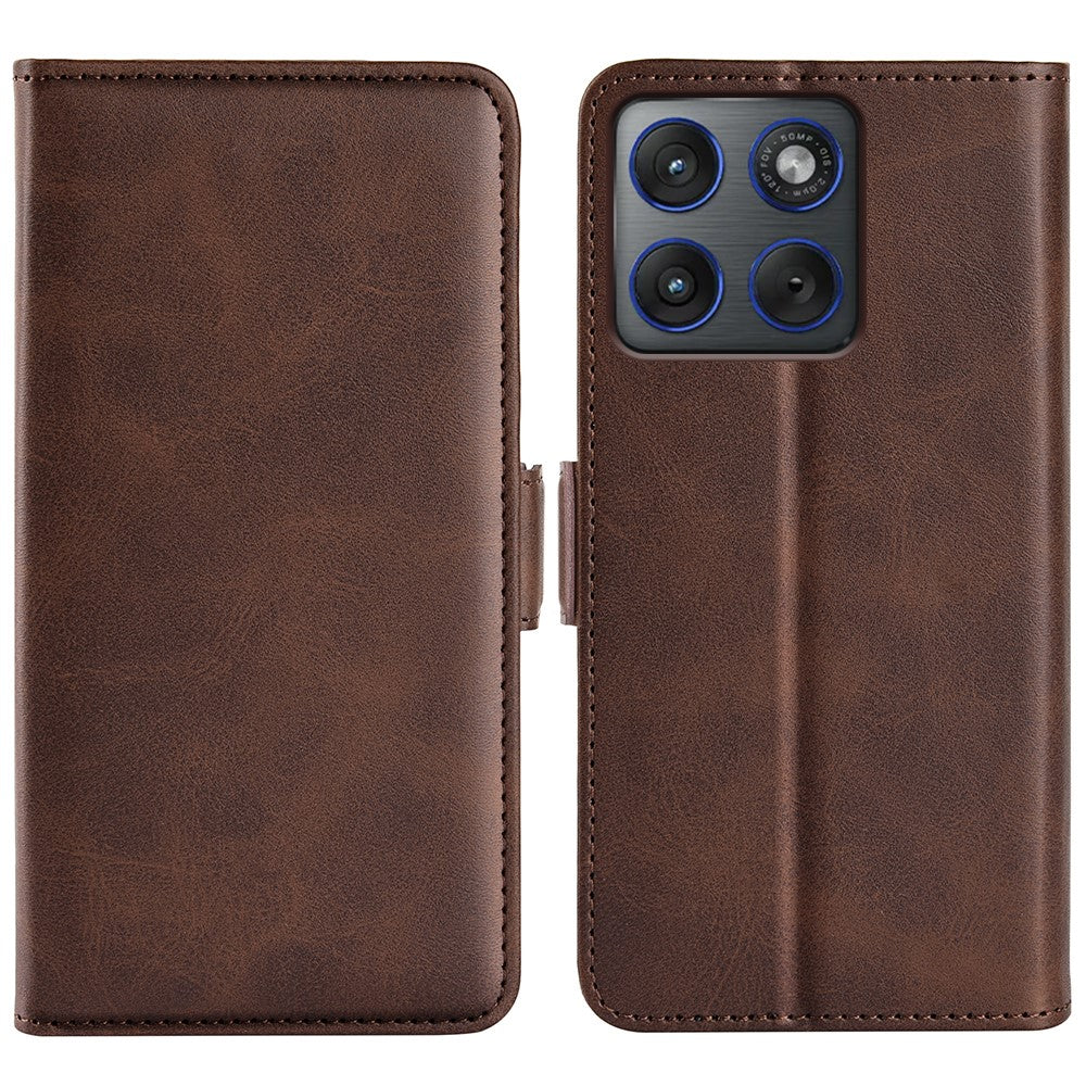 For Motorola Edge 70 5G Case Calf Texture Leather Wallet Phone Cover - Brown