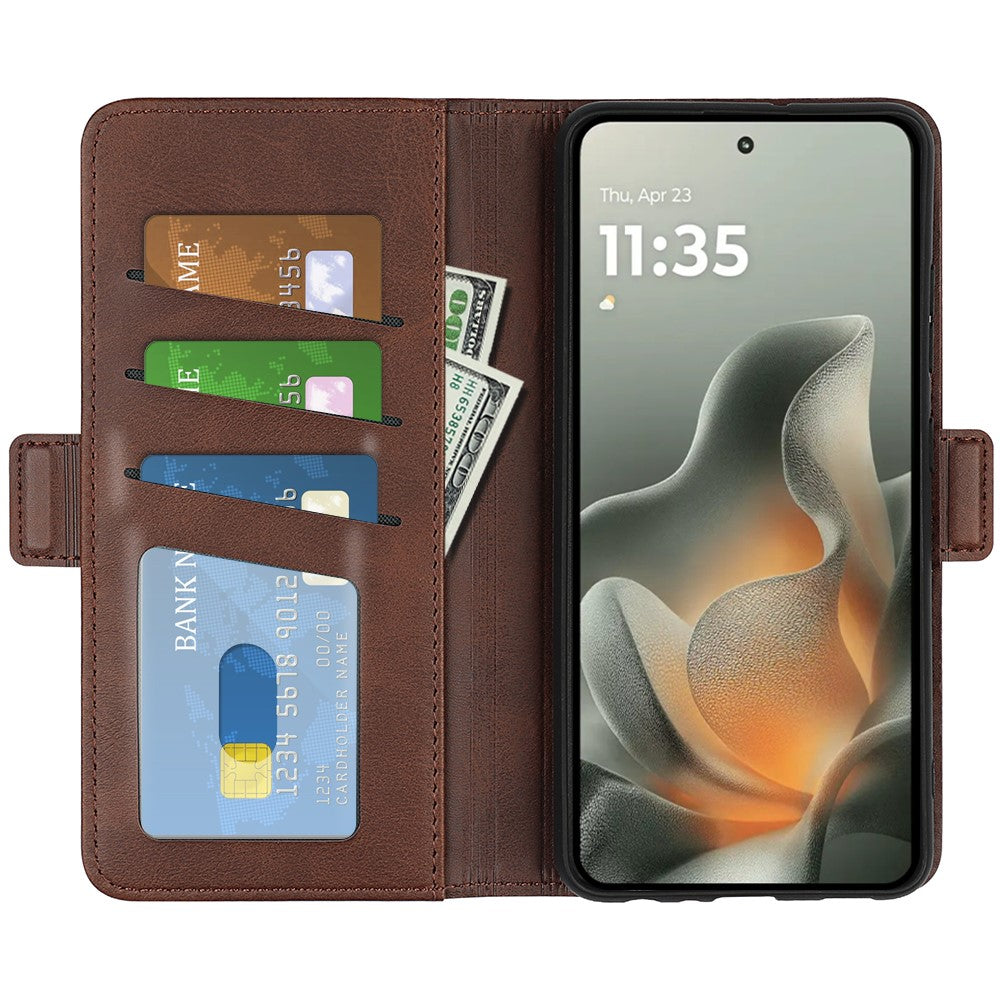 For Motorola Edge 70 5G Case Calf Texture Leather Wallet Phone Cover - Brown