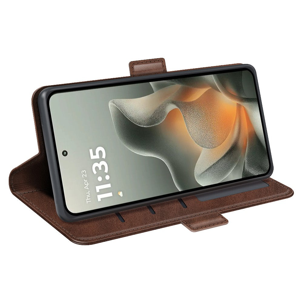 For Motorola Edge 70 5G Case Calf Texture Leather Wallet Phone Cover - Brown