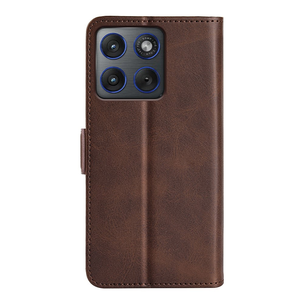 For Motorola Edge 70 5G Case Calf Texture Leather Wallet Phone Cover - Brown