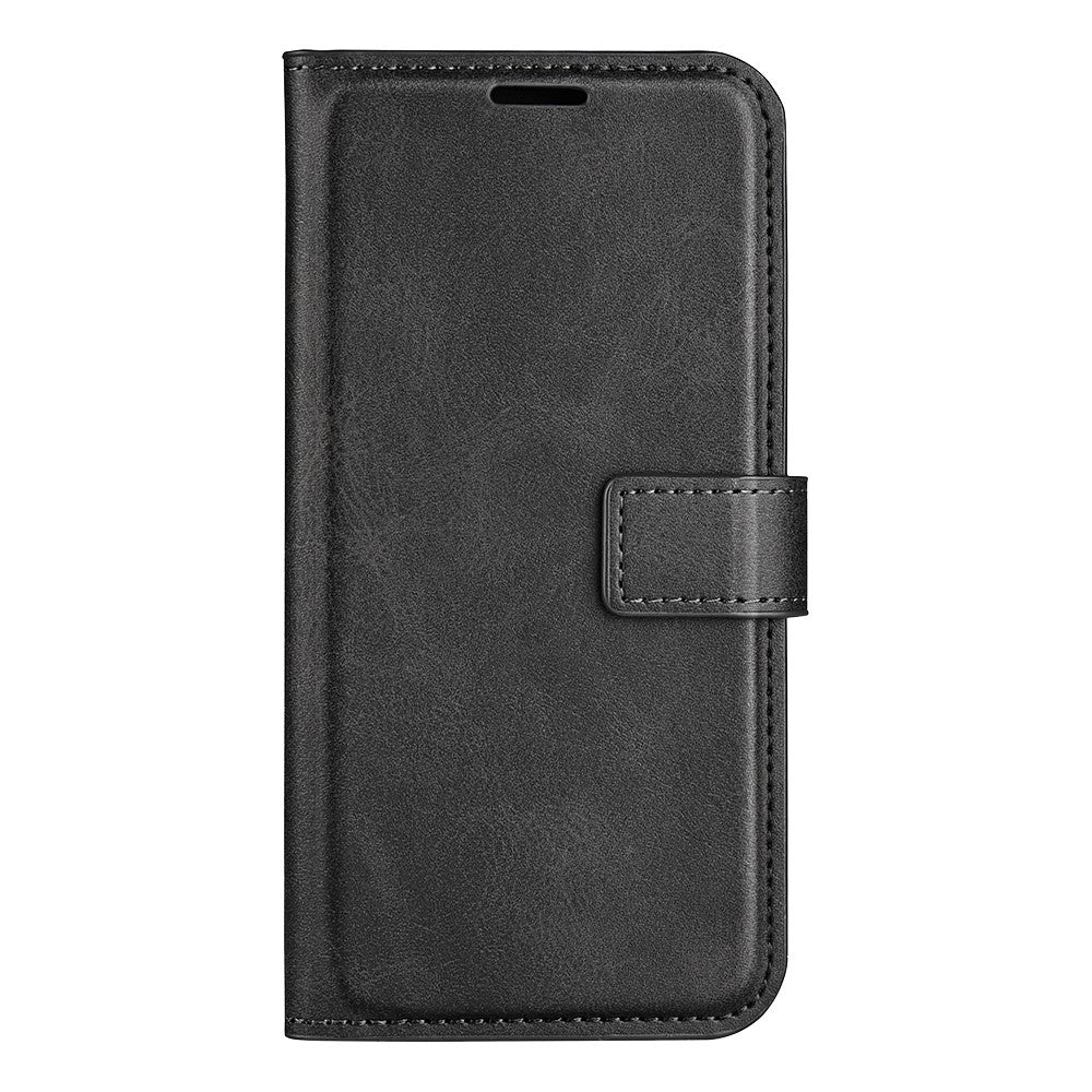For Motorola Edge 70 5G Stand Case Anti-Scratch Calf Texture Leather Phone Cover - Black