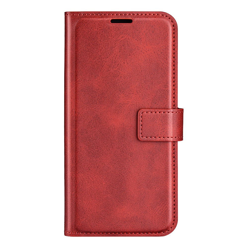 For Motorola Edge 70 5G Stand Case Anti-Scratch Calf Texture Leather Phone Cover - Red