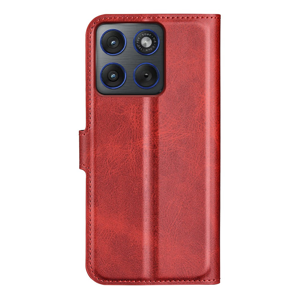 For Motorola Edge 70 5G Stand Case Anti-Scratch Calf Texture Leather Phone Cover - Red