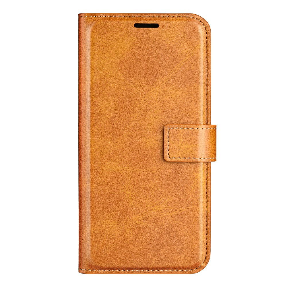 For Motorola Edge 70 5G Stand Case Anti-Scratch Calf Texture Leather Phone Cover - Yellow