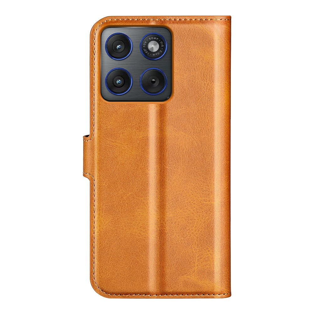 For Motorola Edge 70 5G Stand Case Anti-Scratch Calf Texture Leather Phone Cover - Yellow