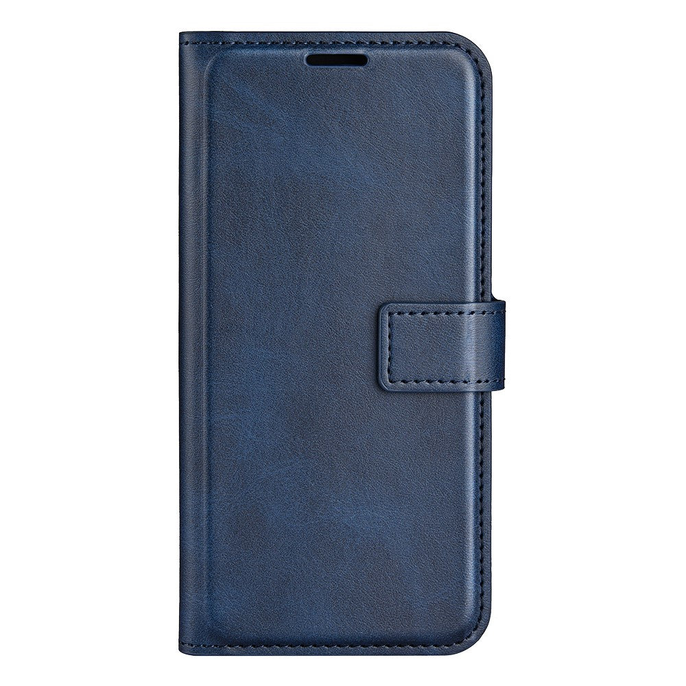 For Motorola Edge 70 5G Stand Case Anti-Scratch Calf Texture Leather Phone Cover - Blue