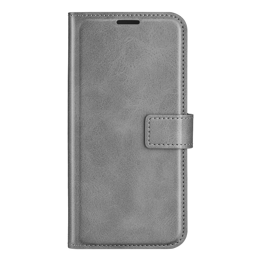 For Motorola Edge 70 5G Stand Case Anti-Scratch Calf Texture Leather Phone Cover - Grey