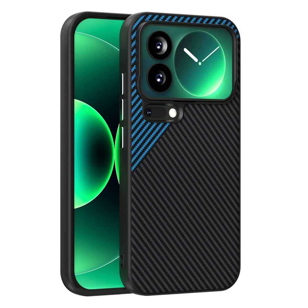 ABEEL For Xiaomi 17 Pro Magnetic Case Carbon Fiber Texture TPU PC PU Phone Back Cover - Black  /  Blue