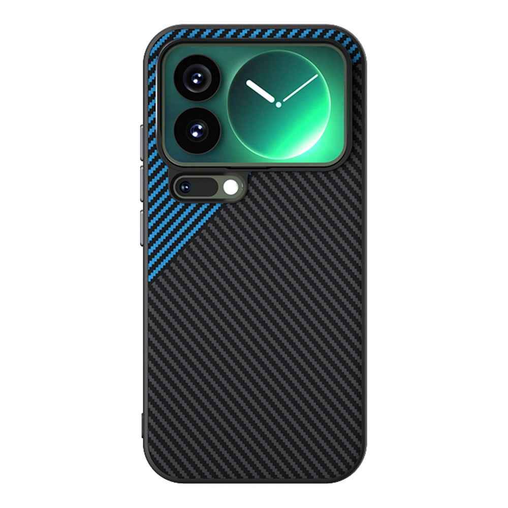 ABEEL For Xiaomi 17 Pro Magnetic Case Carbon Fiber Texture TPU PC PU Phone Back Cover - Black  /  Blue