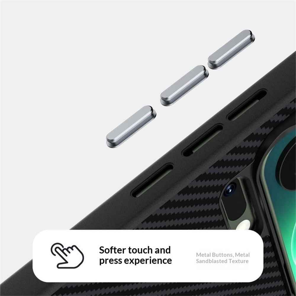 ABEEL For Xiaomi 17 Pro Magnetic Case Carbon Fiber Texture TPU PC PU Phone Back Cover - Black  /  Blue