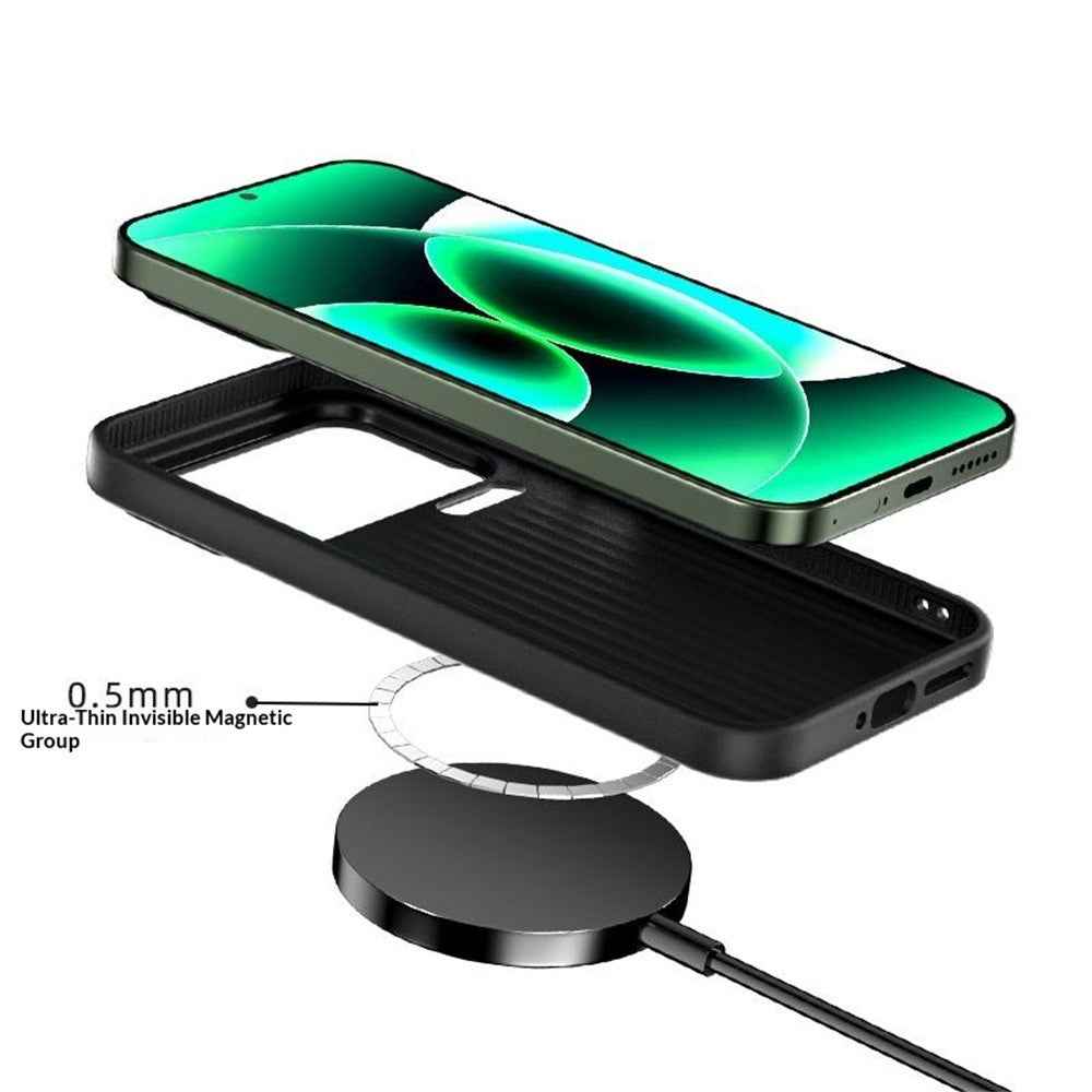 ABEEL For Xiaomi 17 Pro Magnetic Case Carbon Fiber Texture TPU PC PU Phone Back Cover - Black  /  Blue