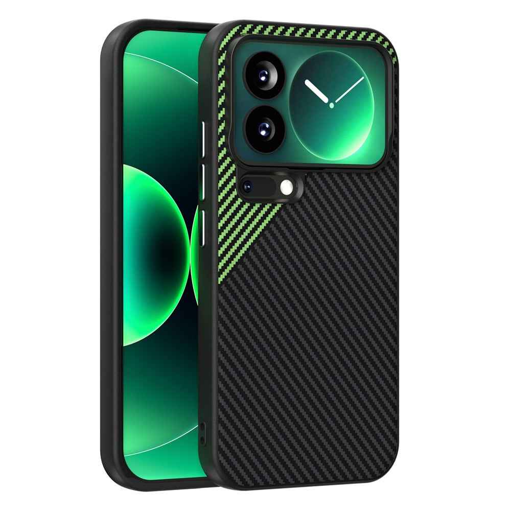 ABEEL For Xiaomi 17 Pro Magnetic Case Carbon Fiber Texture TPU PC PU Phone Back Cover - Black  /  Green