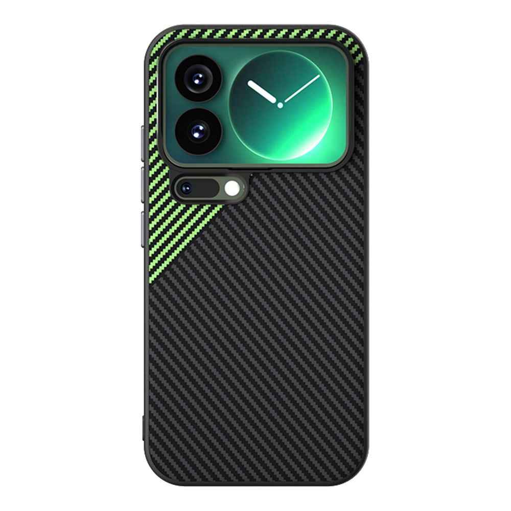 ABEEL For Xiaomi 17 Pro Magnetic Case Carbon Fiber Texture TPU PC PU Phone Back Cover - Black  /  Green