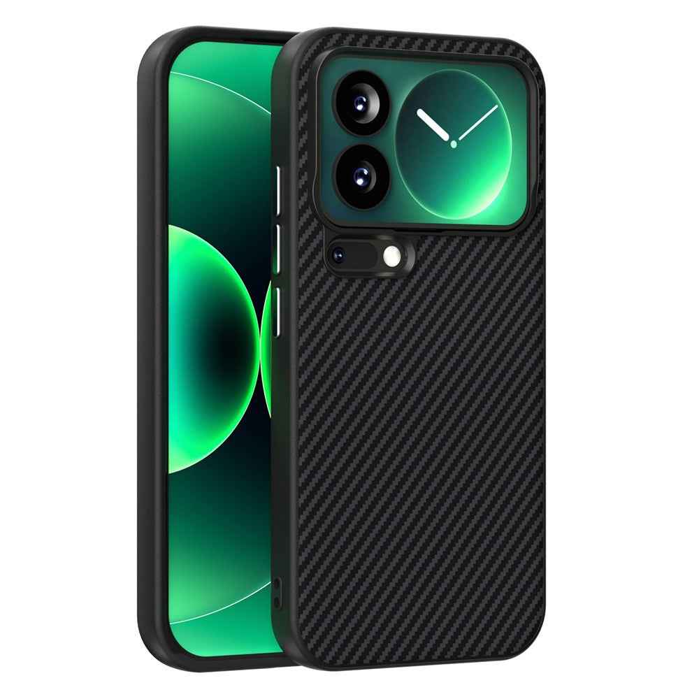 ABEEL For Xiaomi 17 Pro Magnetic Case Carbon Fiber Texture TPU PC PU Phone Back Cover - Black