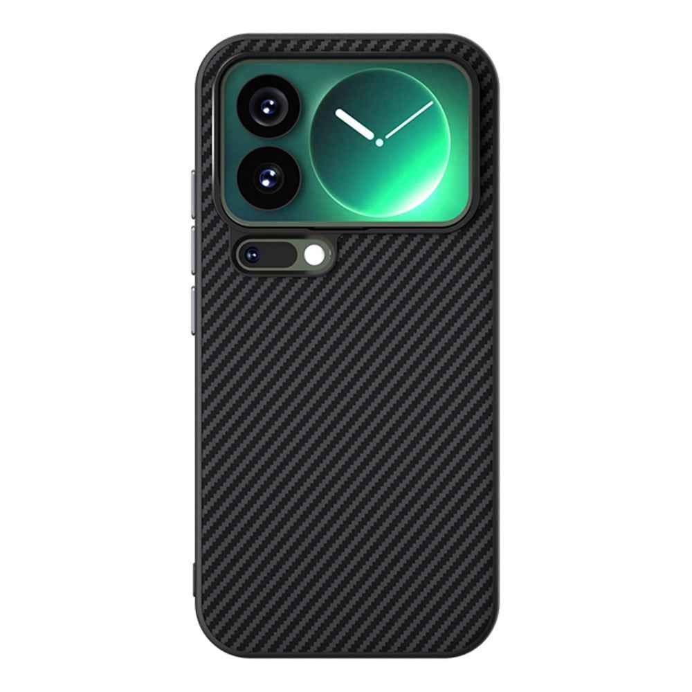 ABEEL For Xiaomi 17 Pro Magnetic Case Carbon Fiber Texture TPU PC PU Phone Back Cover - Black