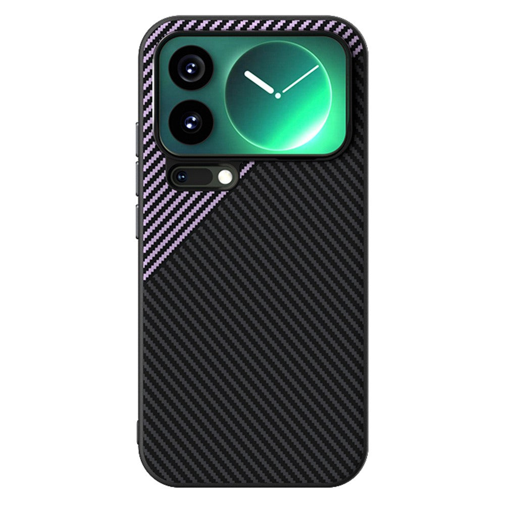 ABEEL For Xiaomi 17 Pro Max Magnetic Case Carbon Fiber Texture TPU PC PU Phone Back Cover - Black  /  Purple