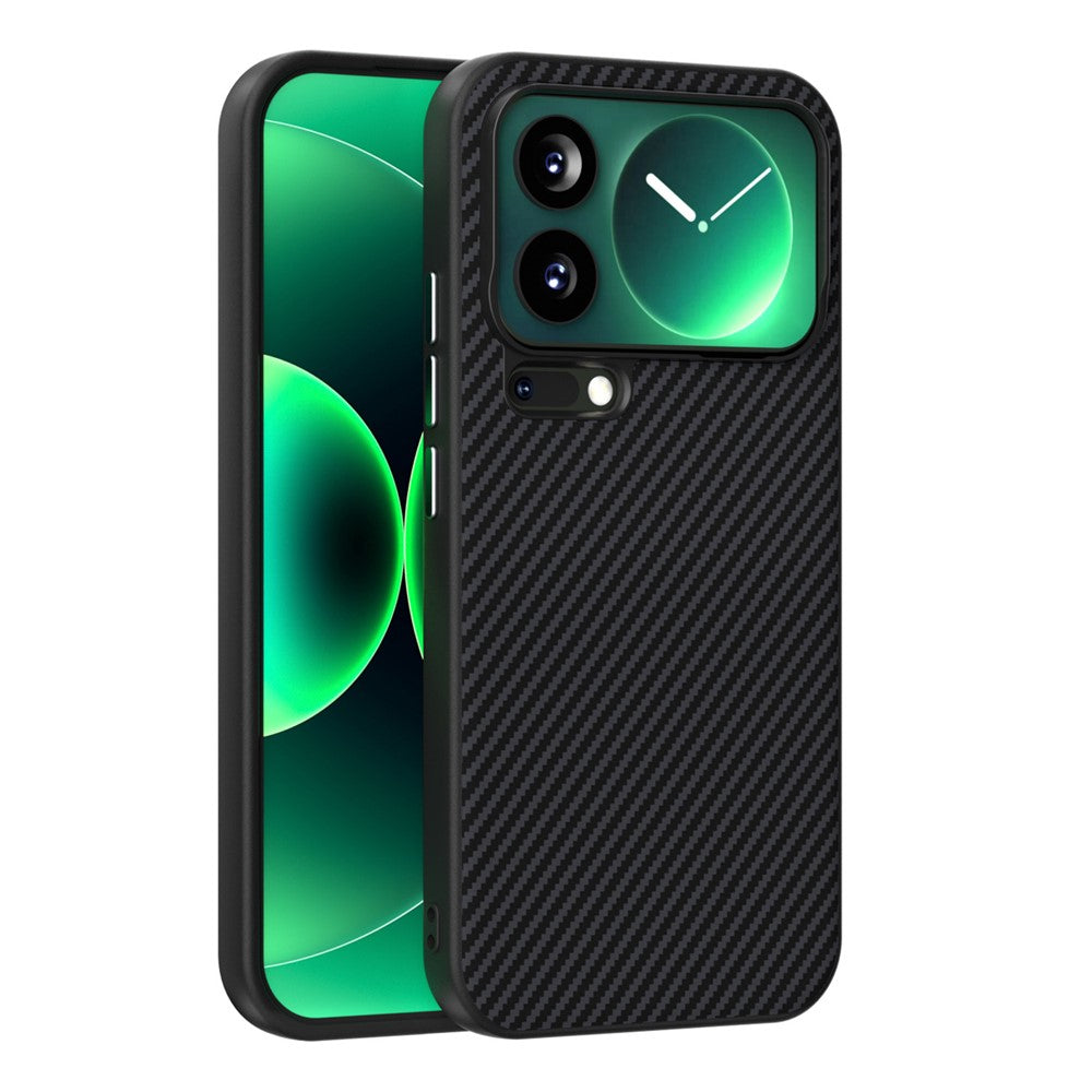 ABEEL For Xiaomi 17 Pro Max Magnetic Case Carbon Fiber Texture TPU PC PU Phone Back Cover - Black