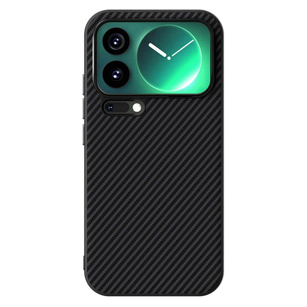 ABEEL For Xiaomi 17 Pro Max Magnetic Case Carbon Fiber Texture TPU PC PU Phone Back Cover - Black