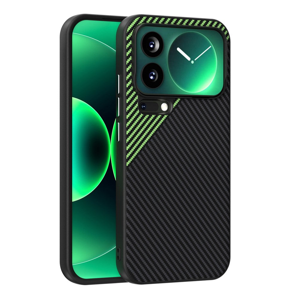 ABEEL For Xiaomi 17 Pro Max Magnetic Case Carbon Fiber Texture TPU PC PU Phone Back Cover - Black  /  Green