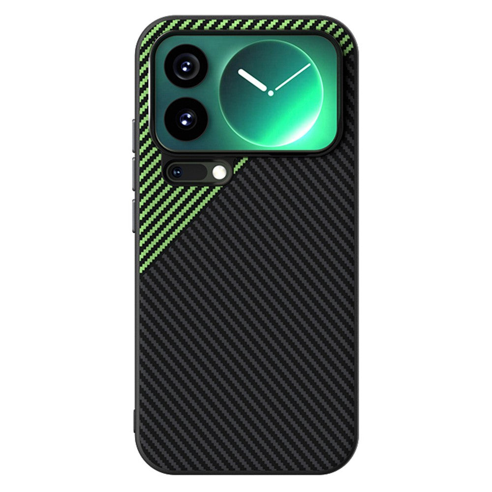 ABEEL For Xiaomi 17 Pro Max Magnetic Case Carbon Fiber Texture TPU PC PU Phone Back Cover - Black  /  Green