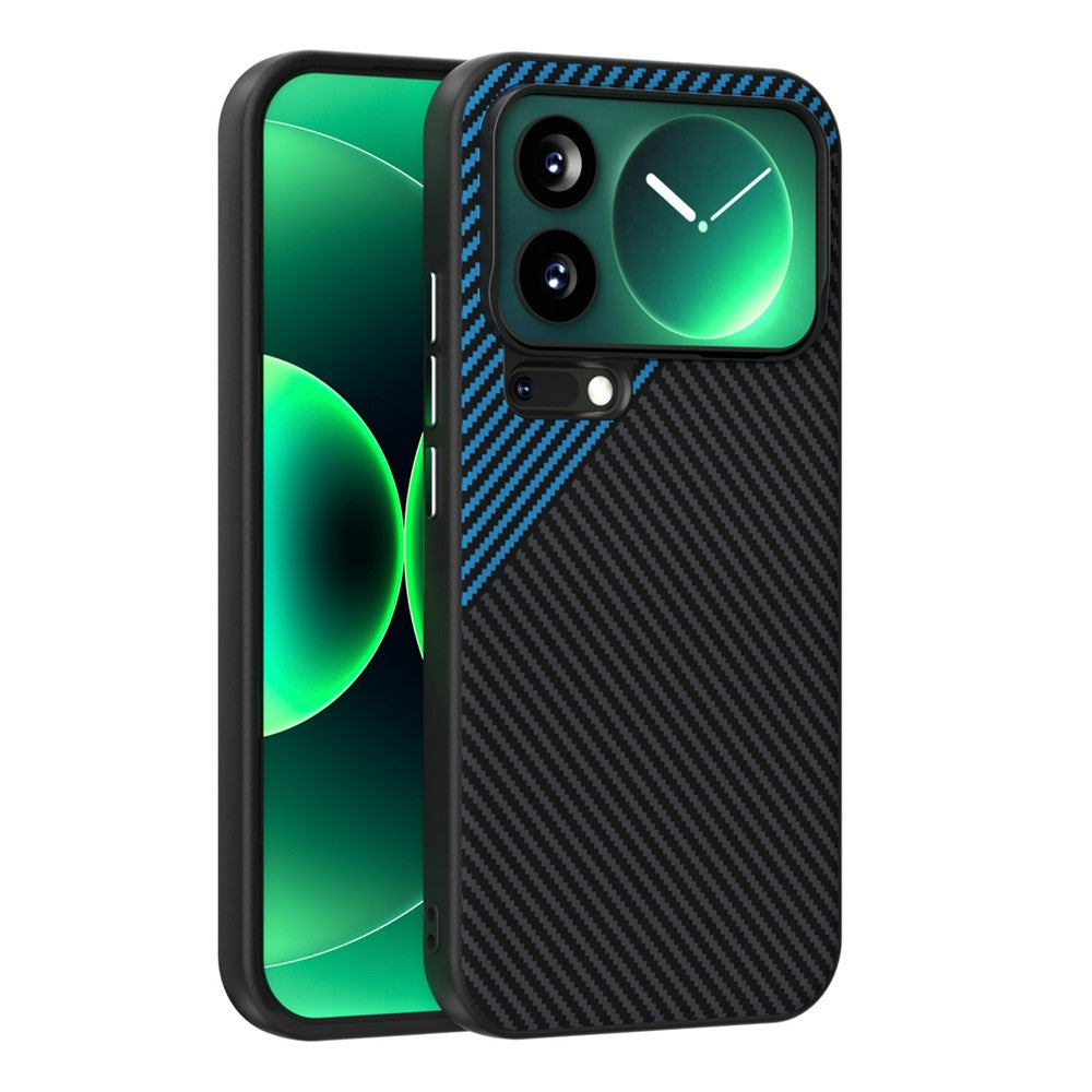 ABEEL For Xiaomi 17 Pro Max Magnetic Case Carbon Fiber Texture TPU PC PU Phone Back Cover - Black  /  Blue